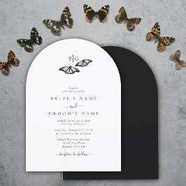 Invitación Boda monograma de mariposa blanca minimalista