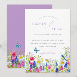Invitación Boda Monograma de Mariposa Lavanda Colorida