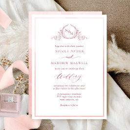 Invitación Boda monograma de Moda de color rosa salmón de Rub