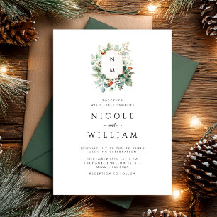 Invitación Boda Monograma de navidades
