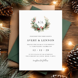 Invitación Boda Monograma de navidades