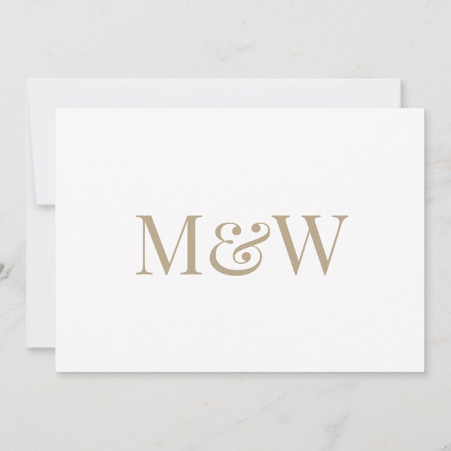 Invitación Boda Monograma de oro blanco moderno (Reverso)