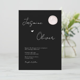 Invitación boda monograma de sello de cera blanca foto person