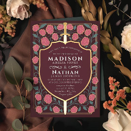 Invitación Boda Monograma de Sword & Shield Fantasy Medieval