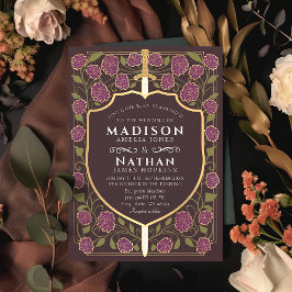 Invitación Boda Monograma de Sword & Shield Fantasy Medieval