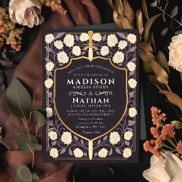 Invitación Boda Monograma de Sword & Shield Fantasy Medieval