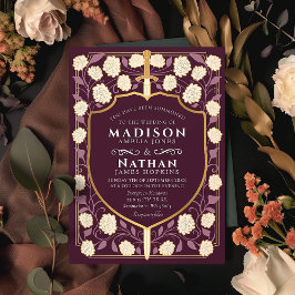 Invitación Boda Monograma de Sword & Shield Fantasy Medieval