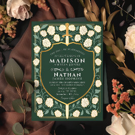 Invitación Boda Monograma de Sword & Shield Fantasy Medieval