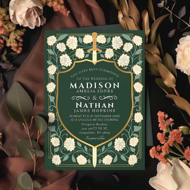 Invitación Boda Monograma de Sword & Shield Fantasy Medieval (Subido por el creador)