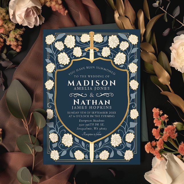 Invitación Boda Monograma de Sword & Shield Fantasy Medieval (Subido por el creador)