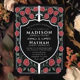 Invitación Boda Monograma de Sword & Shield Fantasy Medieval