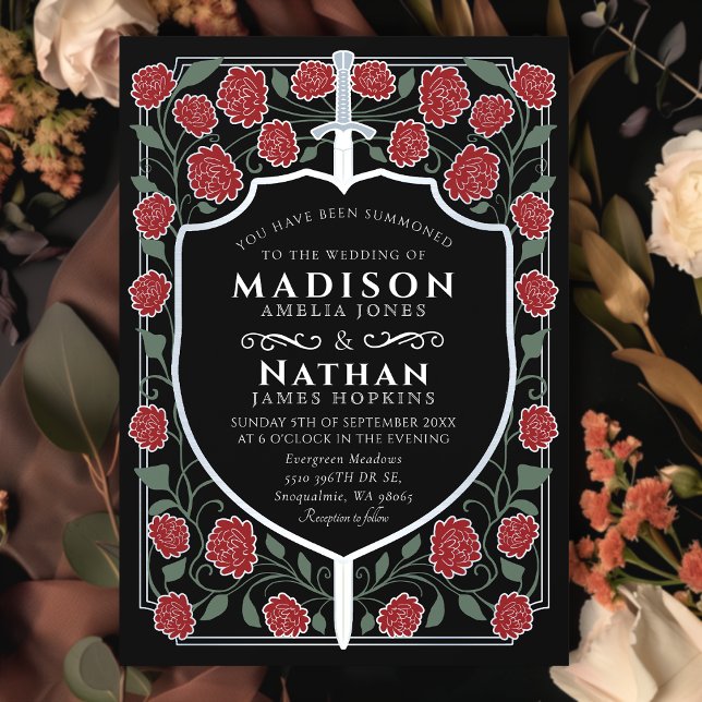 Invitación Boda Monograma de Sword & Shield Fantasy Medieval (Subido por el creador)