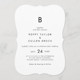 Invitación Boda Monograma de tipografía de moda