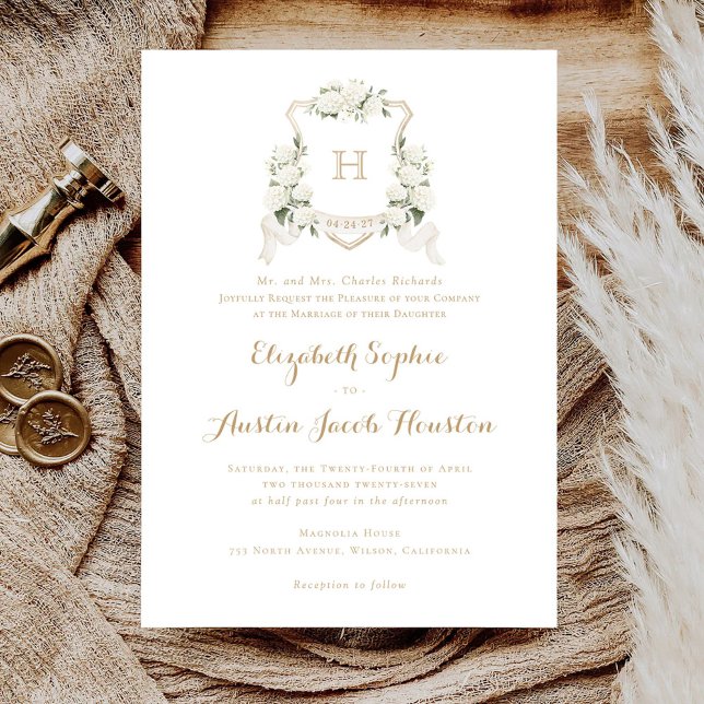 Invitación Boda Monograma del Escudo de la vegetación de la h (Subido por el creador)