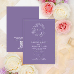 Invitación Boda Monograma del Escudo de Leafy de la Lavanda d