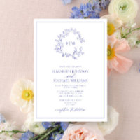 Boda Monograma del Escudo de leafy Periwinkle mode