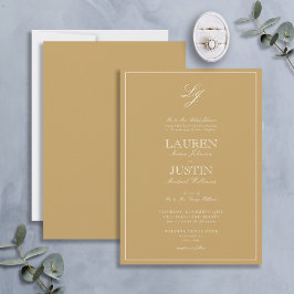 Invitación Boda Monograma del guión de la caligrafía de oro c