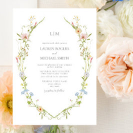 Invitación Boda Monograma del Jardín de Flores Silvestres