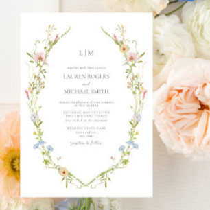 Invitación Boda Monograma del Jardín de Flores Silvestres