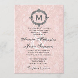Invitación Boda monograma del marco de la vesícula gris del a