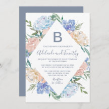 Boda Monograma Dusty Blue Floral Diamond