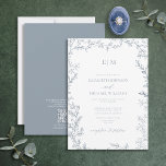 Invitación Boda monograma elegante azul turbio de hoja de cód<br><div class="desc">¡Di "lo hago" a tu invitación de boda perfecta! Presentamos el código QR polvoriento azul mínimo de la invitación a la boda en monograma - una exclusiva en línea y uno de nuestros diseños más atesorados. Esta moderna elegancia clásica hará que sus huéspedes no se olviden pronto. La invitación incluye...</div>