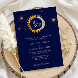 Invitación Boda Monograma elegante de Sun y Moon