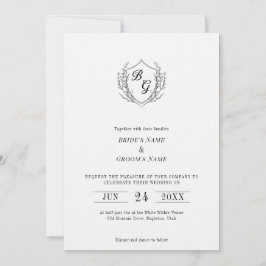 Invitación Boda monograma elegante del Escudo de la vendimia