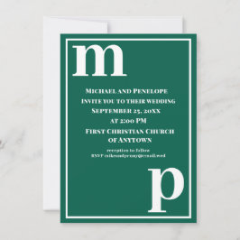 Invitación Boda Monograma Elegante Verde Esmeralda de Moda Li