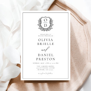 Invitación Boda Monograma Escudo de Leafy Formal Elegante