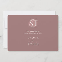 Boda Monograma Escudo de tipografía malva