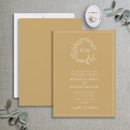 Invitación Boda Monograma Escudo formal de Leafy de Oro