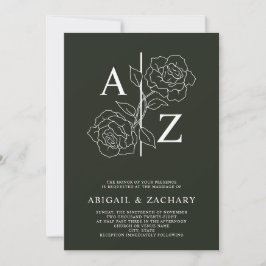 Invitación Boda Monograma Minimalista Blanco y Negro