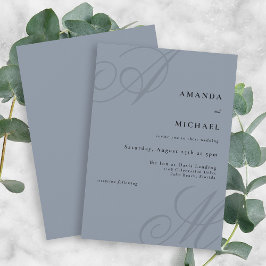 Invitación Boda monograma minimalista elegante con un color a
