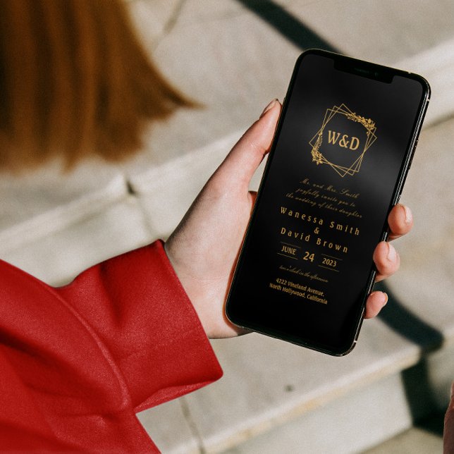 Invitación Boda Monograma Minimalista Simple Elegante Oro (Subido por el creador)