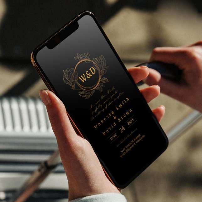 Invitación Boda Monograma Minimalista Simple Elegante Oro (Subido por el creador)