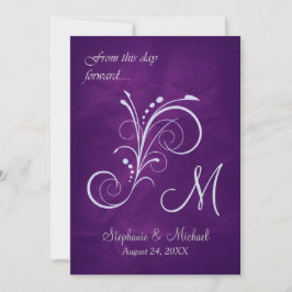 Invitación Boda Monograma Morado Silver Swirl
