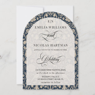 Invitación Boda Monograma Naval Art Nouveau