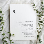 Invitación Boda monograma negrita blanco moderno<br><div class="desc">Presentamos nuestro diseño de Invitación al Monograma Blanco Moderno y Negrita, una verdadera representación del minimalismo moderno y la elegancia. Con su combinación única de elementos de diseño creativo y de moda, este diseño es perfecto para aquellos que buscan una estética pulida y audaz en su día especial. Nuestra tipografía...</div>