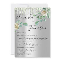 Boda Monograma Perforaciones Florales Mint Plata V