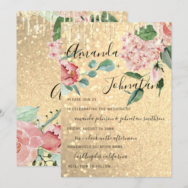 Invitación Boda Monograma Perforaciones Florales Mint Purpuri (Anverso / Reverso)