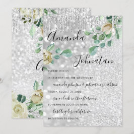 Invitación Boda Monograma Perforaciones Florales Mint Purpuri