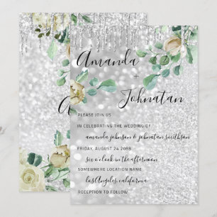 Invitación Boda Monograma Perforaciones Florales Mint Purpuri