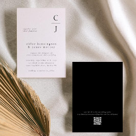 Invitación Boda Monograma Personalizado blanco negro moderno 