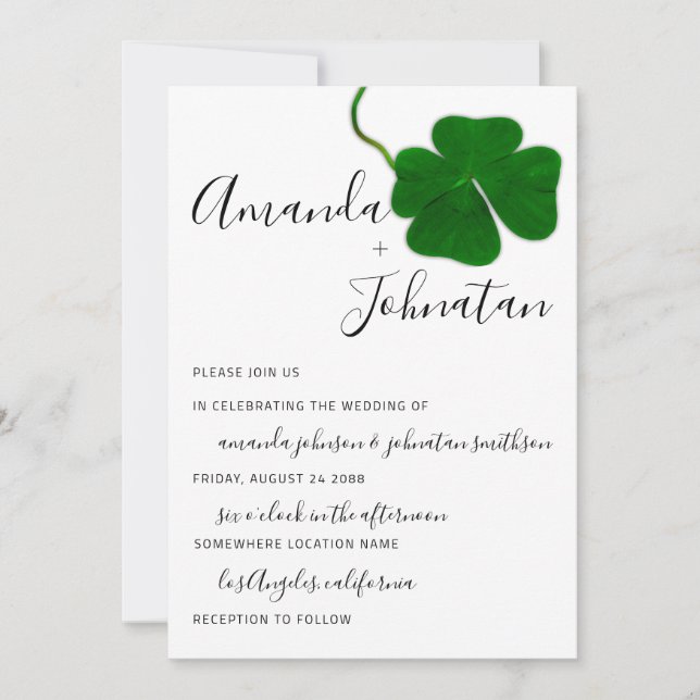 Invitación Boda Monograma QR Negro Blanco Cuatro hojas Alumin (Anverso)