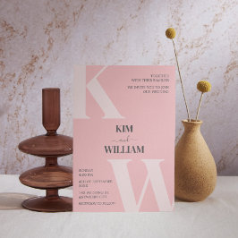 Invitación Boda monograma rosa