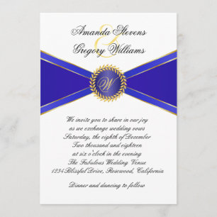 Invitación Boda Monograma Royal Blue Elegance