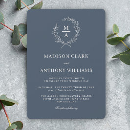Invitación Boda Monograma sencillo y elegante de la Marina Az