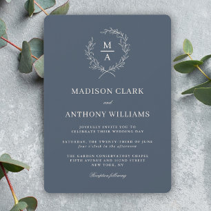 Invitación Boda Monograma sencillo y elegante de la Marina Az
