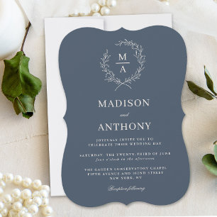 Invitación Boda Monograma sencillo y elegante de la Marina Az